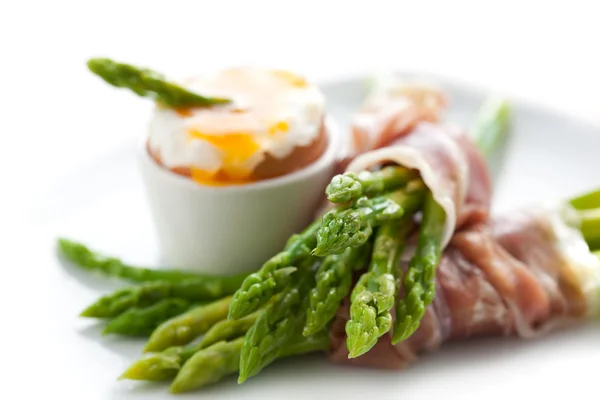 Asparagus ,egg and ham — Stock Photo, Image