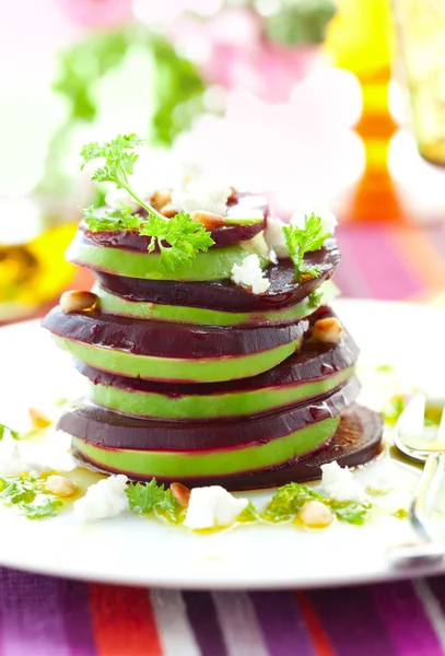 stock image Beetroot,goat cheese and avocado