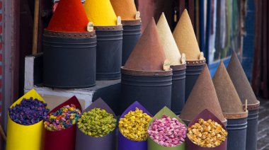 Spices and flower shop in Fez, Morocco clipart