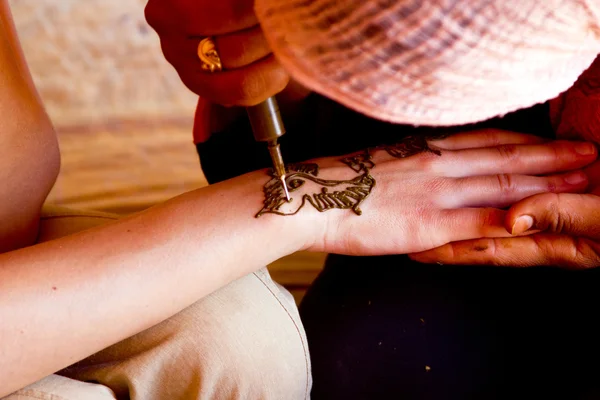 stock image In process of making Henna Hand