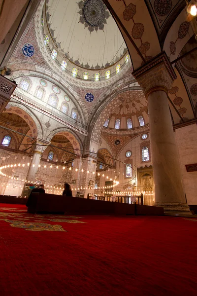Dentro de la mezquita de Estambul mostrando columnas masivas en vertical — Foto de Stock
