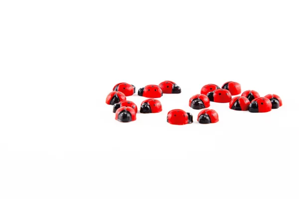 stock image Plastic Ladybirds isolated on white background