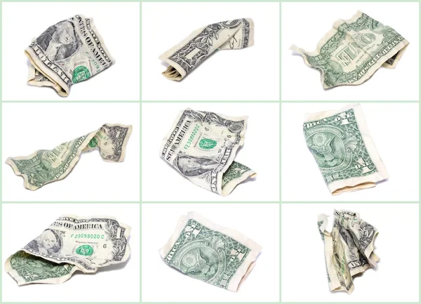 Zmięty Dolar kolaż — Zdjęcie stockowe