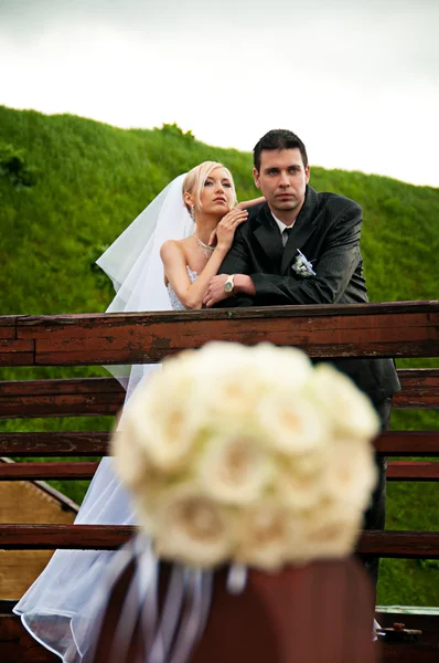 stock image Happy and beautiful, loving couple embrace.