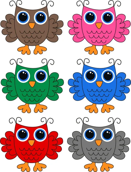 Colorful owls — Stock Vector