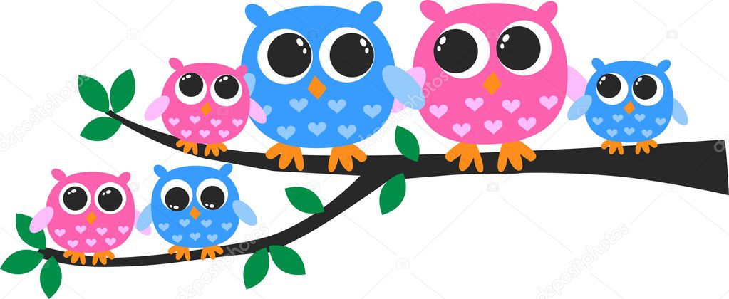 A cute owl family