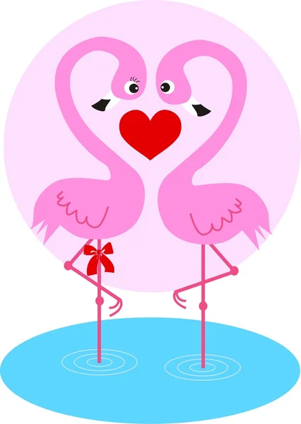 Dwa ptaki flamingo w miłości — Wektor stockowy