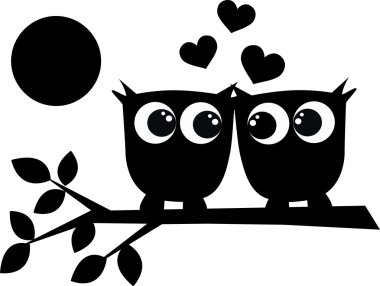 Two owls in love clipart