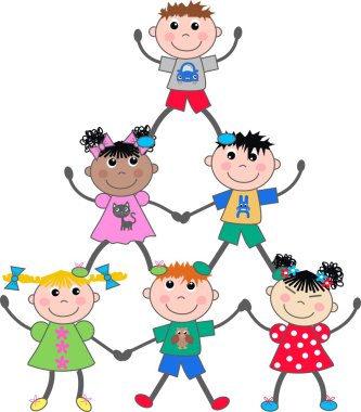 Mixed ethnic children clipart