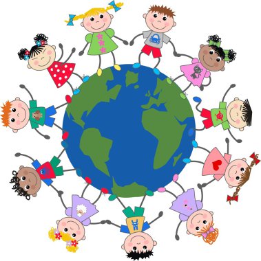 Mixed ethnic children clipart