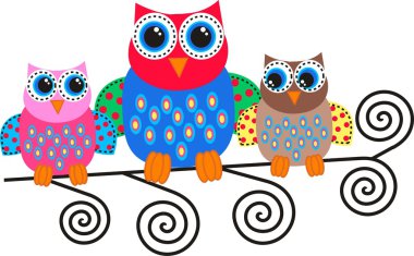 Colorful owls clipart