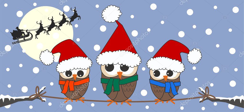 Merry christmas owl owls family