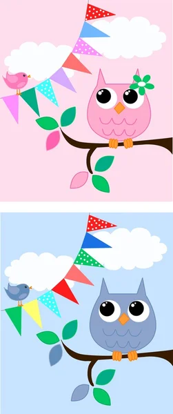 Två olika Uggla illustrationer — Stock vektor