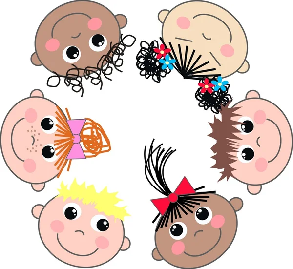 stock vector Mixed ethnic children