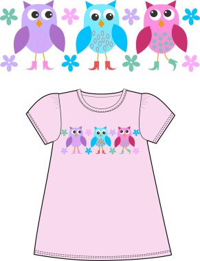 Owl pattern for childrens wear clipart