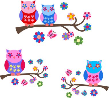 Colorful owls clipart