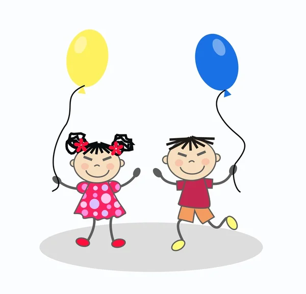 两个快乐的亚洲儿童 — 图库矢量图片