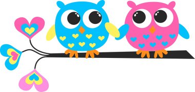 Colorful cute owls clipart