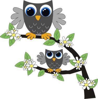 Two cute owls clipart