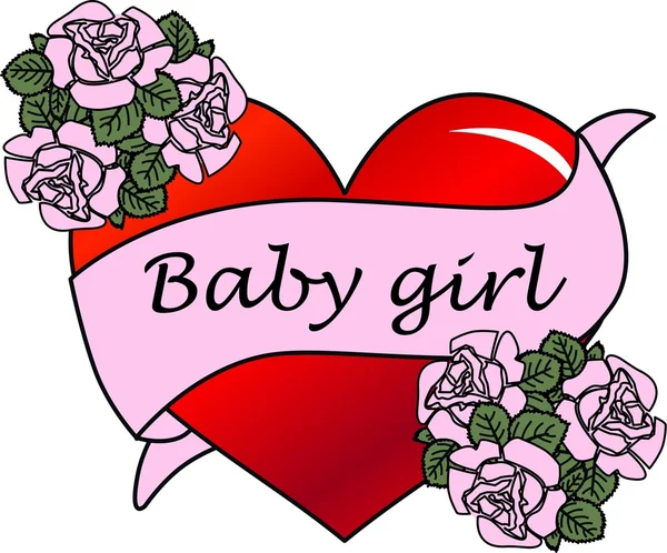 Nouveau-né bébé fille — Image vectorielle