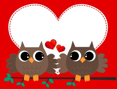 Two owls in love clipart