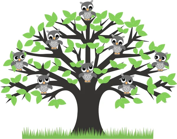 Sovy na stromě — Stockový vektor