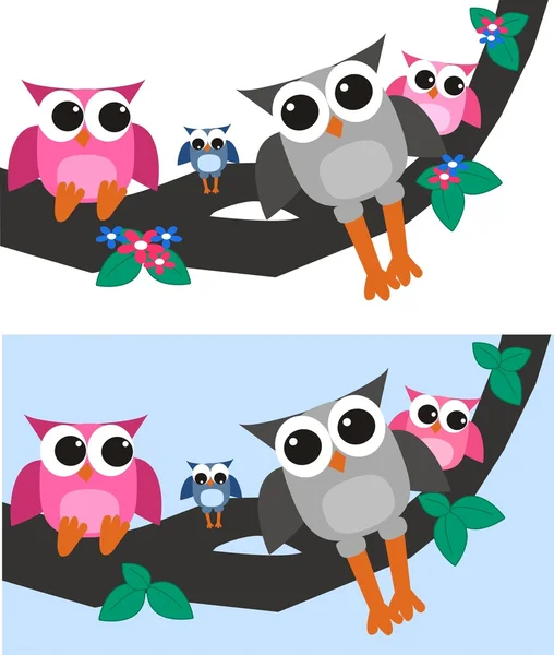 Famille Hibou — Image vectorielle