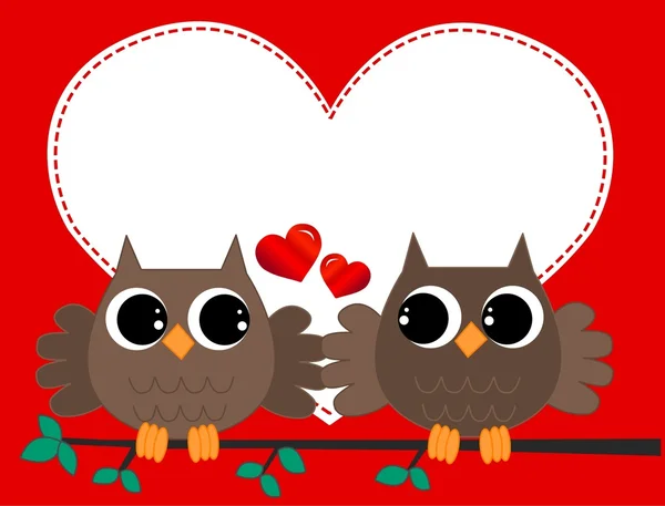 Two owls in love — Stok Vektör