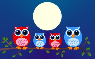 Owl family clipart
