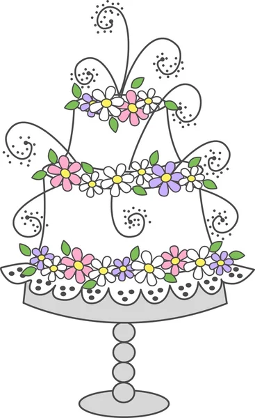 Cumpleaños o pastel de boda — Vector de stock