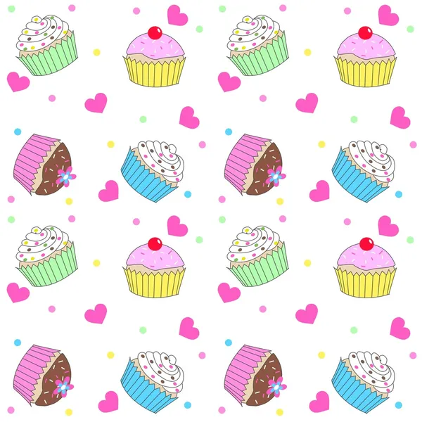 Άνευ ραφής cupcake μοτίβο — Διανυσματικό Αρχείο