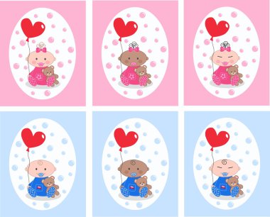 Mixed ethnic babies clipart