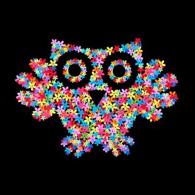 Flower owl clipart