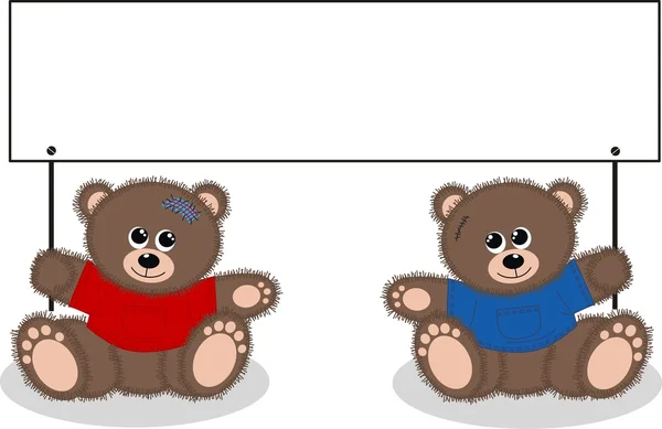 Zwei Bären mit einem Plakat — Stockvektor