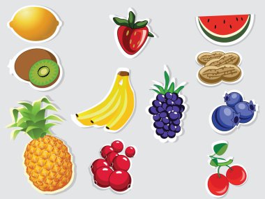 Fruits on grey background clipart