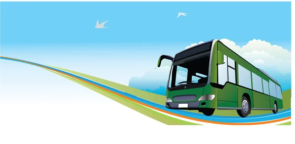 Yeşil Seyahat otobüs — Stok Vektör