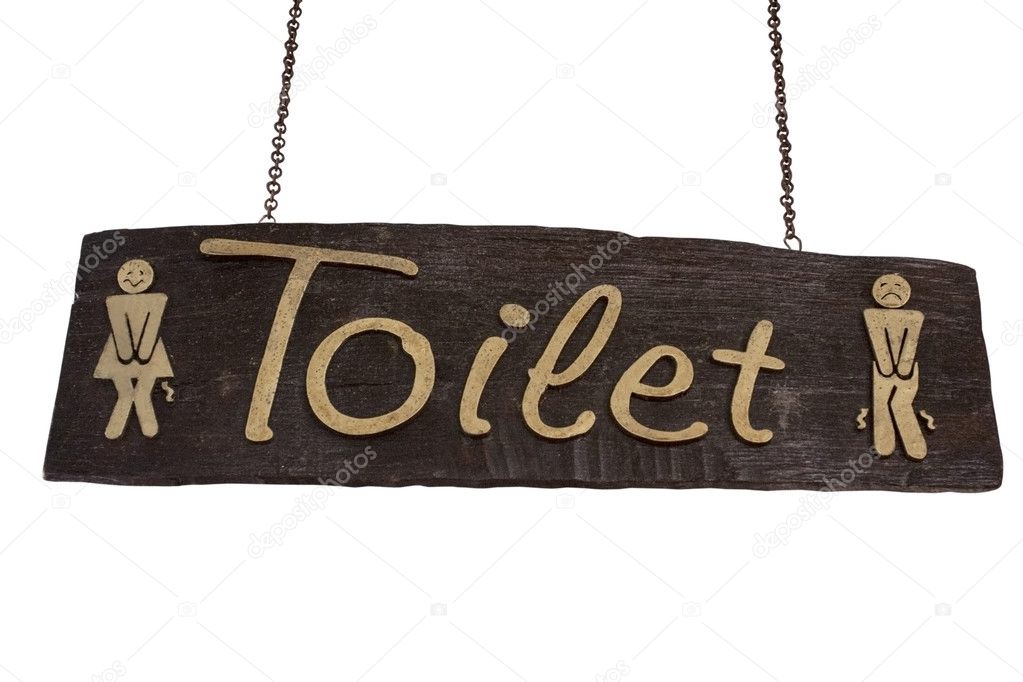Toilet wood signboard