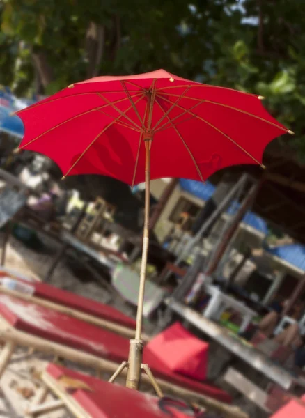 Red sun umbrella — Stock Photo, Image