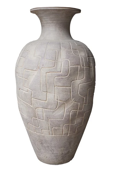 Grand vase de sol en poterie isolé sur blanc — Photo
