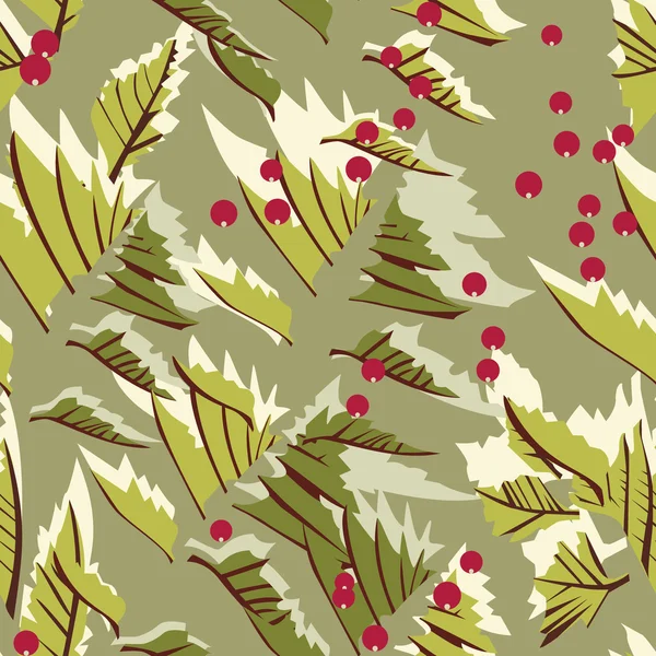 Patrón abstracto de hojas y bayas — Archivo Imágenes Vectoriales