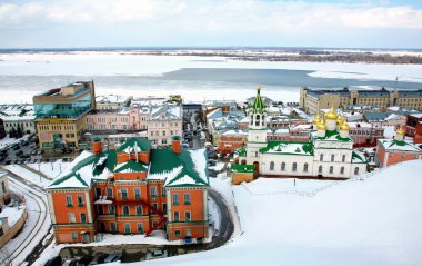 Spring april view in Nizhny Novgorod Russia clipart