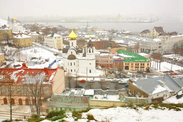 Panorama listopadu sníh Prohlédni Nižnij novgorod, Rusko — Stock fotografie