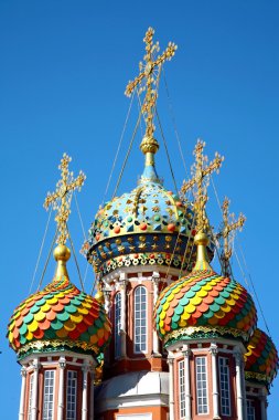 renkli stroganov kilise kubbeleri. Nizhny novgorod, Rusya Federasyonu.