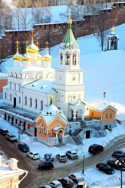 Februari weergave van Johannes de Doper kerk Nizjni novgorod in Rusland — Stockfoto