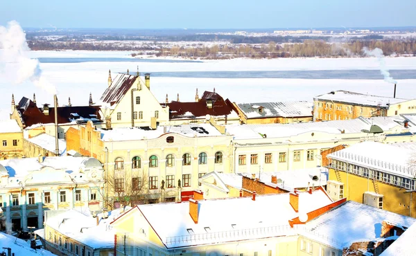 Februari bekijken het oudste deel van Nizjni novgorod in Rusland — Stockfoto