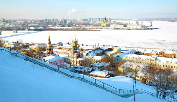 Február panoráma Nyizsnyij Novgorod, Oroszország — Stock Fotó
