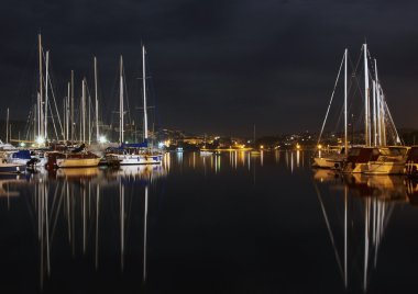 Night in the harbour clipart