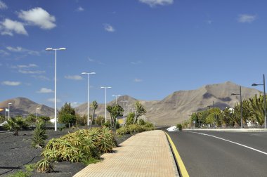 Yolun ortasında playa blanca - lanzarote, Kanarya Adaları