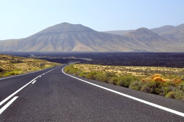 Yolun ortasında playa blanca - lanzarote, Kanarya Adaları