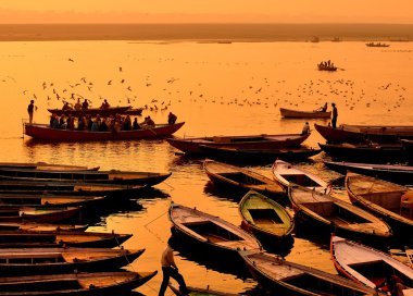 Boats in Varanasi clipart